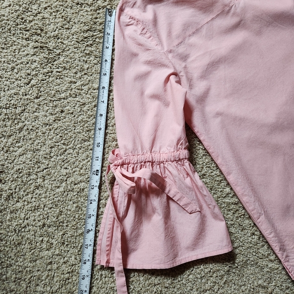 J.Crew womens bell sleeve blouse with ties. Size XS Color light pink - Picture 6 of 15